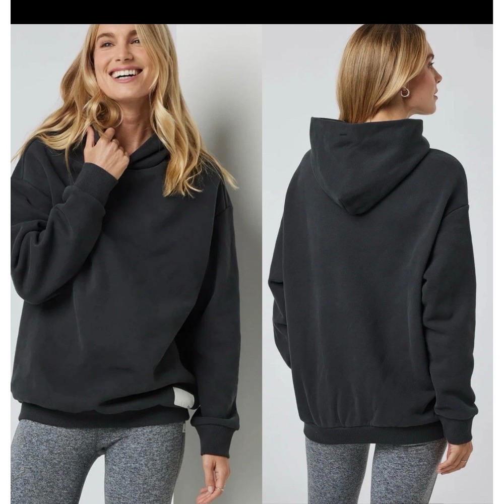 Vuori Restore Hoodie Black Organic Cotton Fleece Pullover Sweatshirt Womens XL